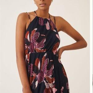 Anthropologie Tiered Maxi Floral Halter Neck Dress, Petite Small